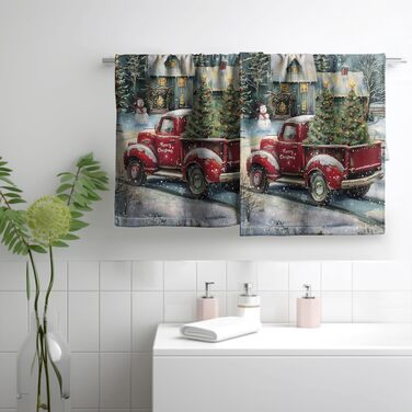 Різдвяні кухонні рушники Kwlegh, рушник для рук, різдвяна ялинка, цукерка-тростина, сніжинка, рушник для пальців, набір з 2 шт. , милий чоловічий банний рушник, високопоглинаючі рушники, 36 x (різдвяна вантажівка)