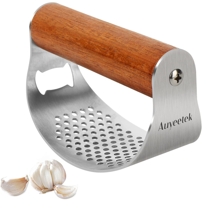 Часниковий прес з дерев'яною ручкою 10 x 5,1 см Auyeetek