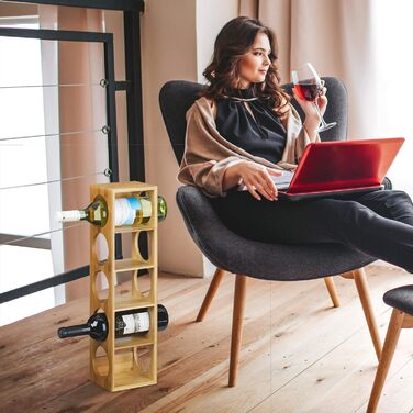 Винная полка из бамбука 53 x 14 x 12 см с 5 отделениями Vialex