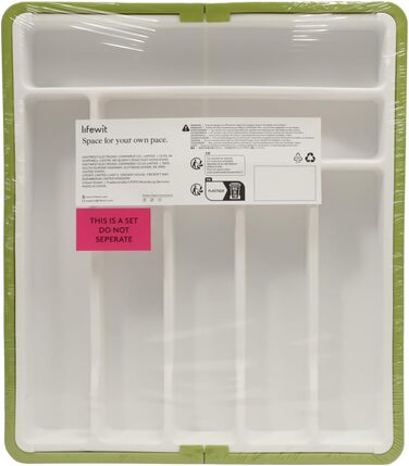 Органайзер для столових приборів 57 х 38 см для шухляд, 9 відділень, зелений і білий Lifewit