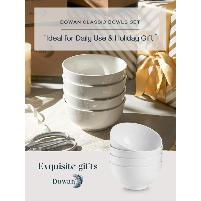 Набір з 4 мисок для супу 650 мл, білий DOWAN