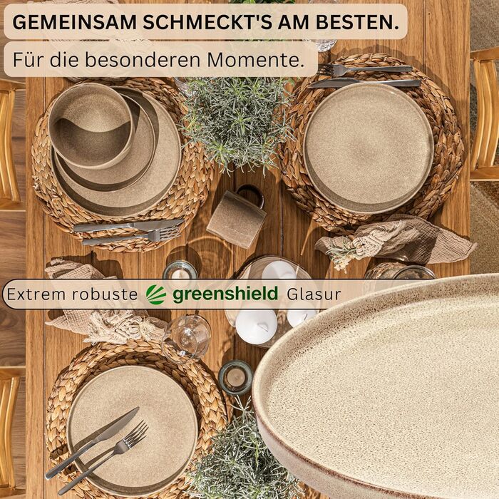 ОБІДНІ Комбінований сервіз на 6 персон, набір тарілок кавовий кухоль макаронна миска 30 шт. , набір посуду з кераміки посудомийна машина - мікрохвильова піч - стійкий до подряпин, набір посуду з кераміки КОЛЕКЦІЯ ЦІННОСТЕЙ (Каїр Мокко, столова тарілка 4 ш