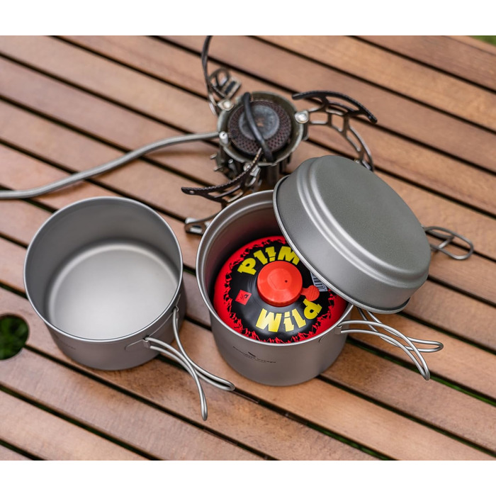 Набор посуды для кемпинга Boundless Voyage Набор титановых кастрюль со складной ручкой Уличная посуда Кастрюли Сковороды Сковорода Посуда для пикника (Ti1586B)