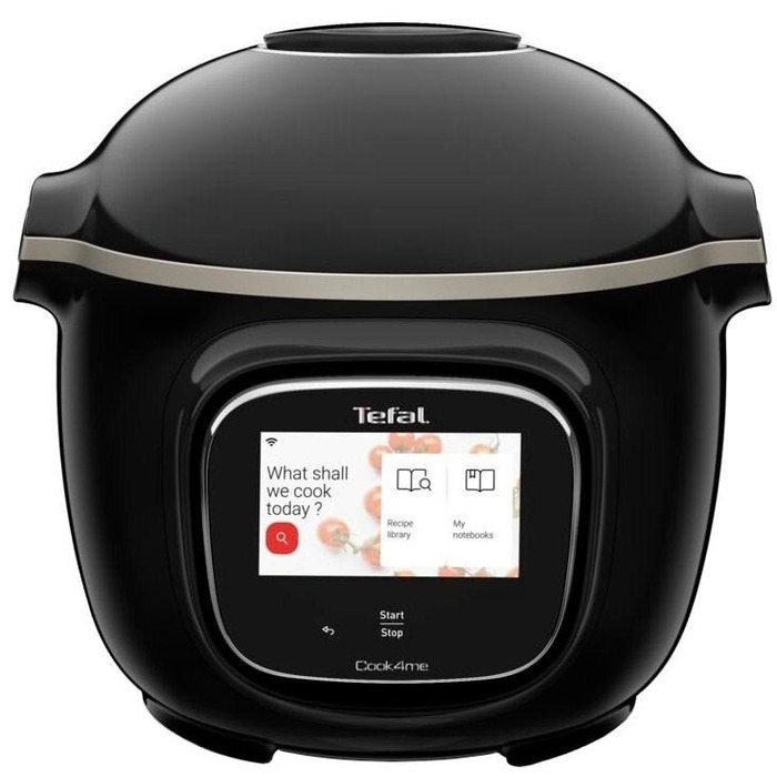 Tefal Мультиварка скороварка Cook4me Touch, 1600Вт, чаша-6л, сенсорне керування, 13 програм, управл. смартф., метал, пластик, чорний