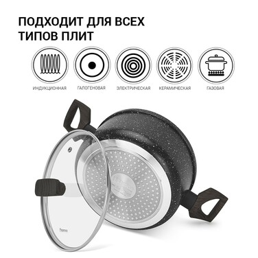 Кастрюля со стеклянной крышкой 20 см 2,87 л Carrie Fissman