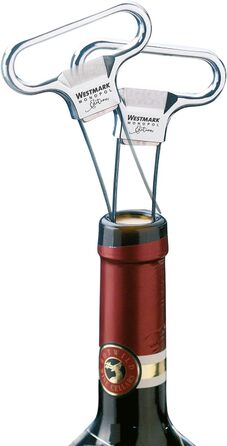 Штопор Westmark Blade / Clasp, вкл. открывалку для бутылок, литой под давлением цинк/сталь, Ah-So, серебристый, 6285556C (хромированный, декоратор и укупорка 5 винных наливов)