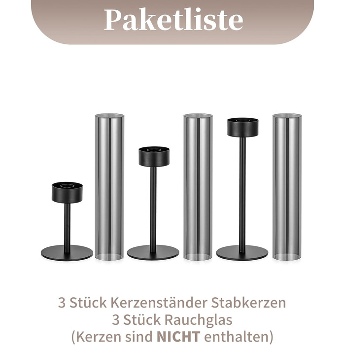 Підсвічник з чорним склом 45,40,34 см Sziqiqi