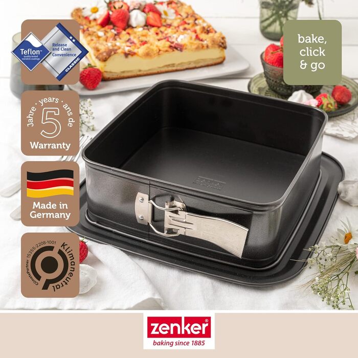 Форма для випікання з відповідною кришкою для прямого транспортування форма для торта для випікання та транспортування (квадратна пружинна форма), 24 шт., 8