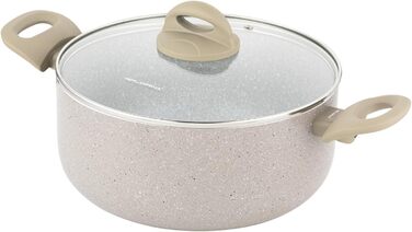 Алюмінієва каструля FLORINA 16 см 1,6 л Підходить для індукції Керамічне покриття, стійке до подряпин М&39яка ручка під дерево Термостійка Для всіх варильних поверхонь Легко миється (ISLA, 4,1 л - 24 см)