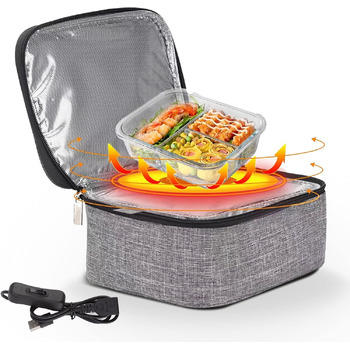 Портативна міні-піч Goshyda, портативна USB-сумка для підігріву їжі, обідів, для офісу, дому, автомобіля, далекобійника, 5V міні-персональний підігрітий ланч-бокс, матеріал з тканини Оксфорд, легке очищення