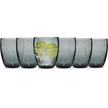 Набір склянок для пиття Singer Набір скляних склянок Porto з 6 предметів для 6 осіб, склянка для води, різнокольорова, унікальна нарізка, повсякденний, сімейна вечеря, офіс, набір склянок для соку на відкритому повітрі 310 мл (London Grey 6 шт.)