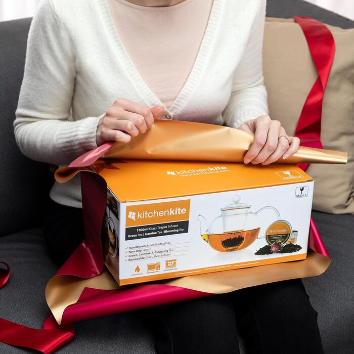 Скляний чайник із вставкою сітчастого фільтра та кришкою Kitchen Kite