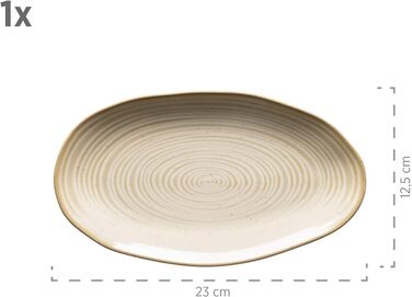 Серія Ноттінгем Набір з 3 сервірувальних тарілок, сервірувальна тарілка 3 розмірів у вінтажному вигляді, бежевий, керамограніт, 28 x 15,5 см 28 x 15,5 см бежевий, 931372