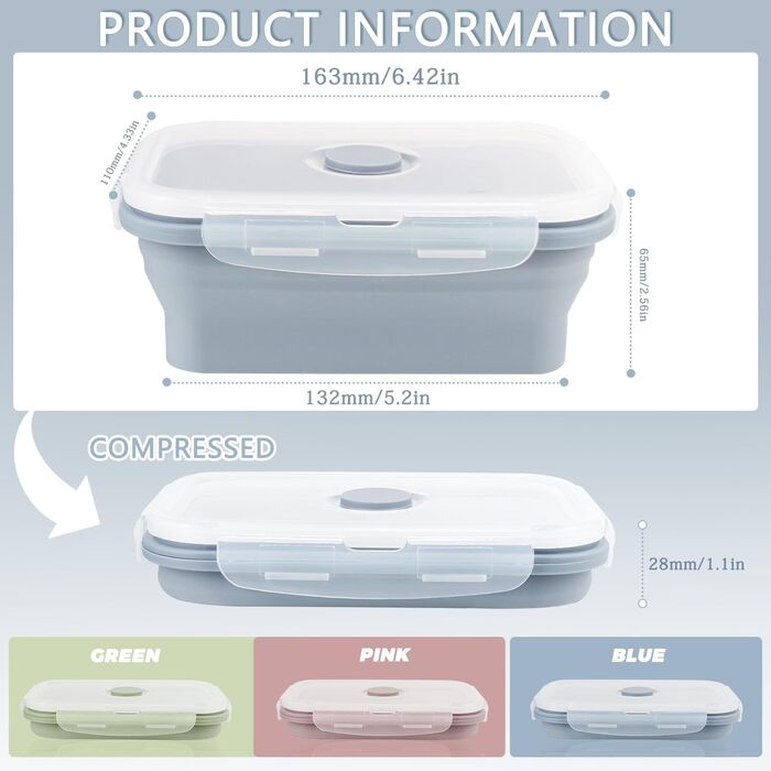 Складаний ланч-бокс 3 шт 550 мл VAIAV