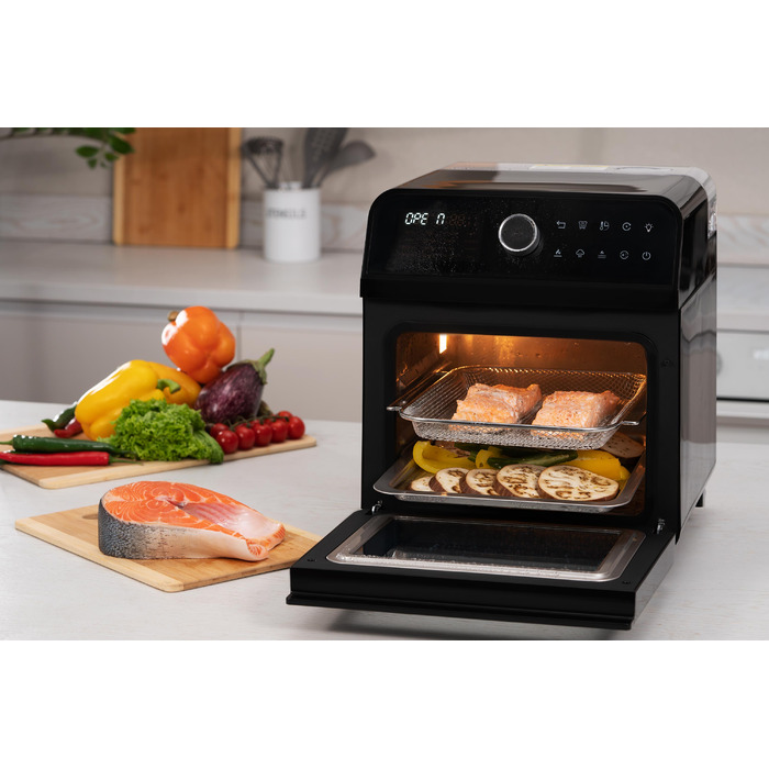 ARDESTO Мультипіч, 2250Вт, об'єм-15л, сенсорне керування, функція приготування на пару, 40-220°C, метал/пластик, біло-чорний