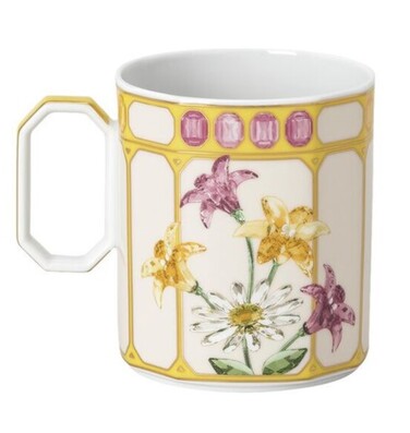 Кухоль з ручкою 0,39 л Пташка в жовтій рамці, IDYLLIA Swarovski x Rosenthal