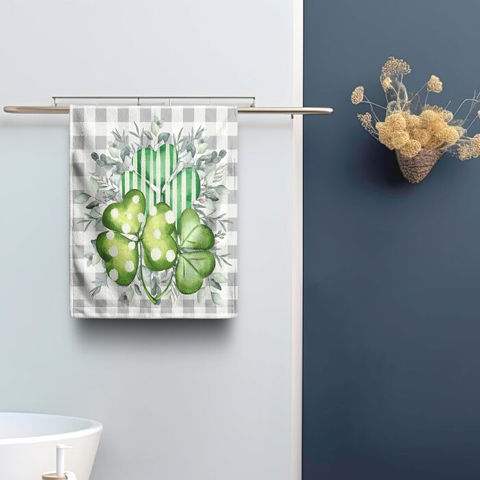 Різдвяні кухонні рушники Kwlegh, рушник для рук, різдвяна ялинка, цукерка-тростина, сніжинка, рушник для пальців, набір з 2 шт. , милий чоловічий банний рушник, високопоглинаючі рушники, 36 x (Щаслива конюшина)