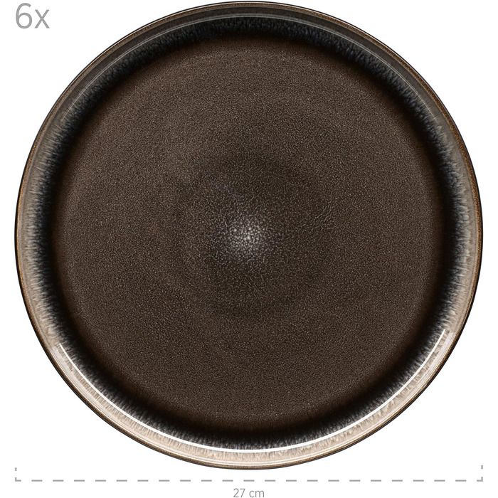 Сучасний набір посуду з 12 предметів з кераміки сірого та чорного кольорів Series Niara