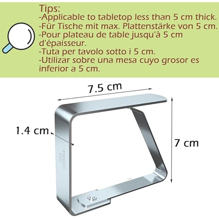 Затискачі для скатертин з нержавіючої сталі 4 предметів Blooven