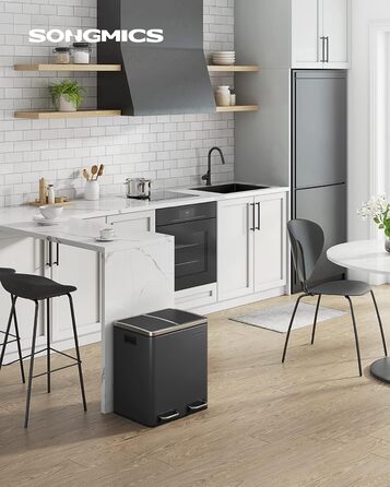 Кухонний контейнери для сміття, 2 x 15 л, чорний SONGMICS