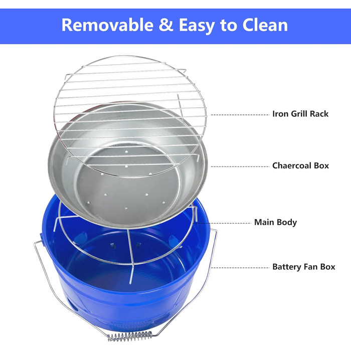 Круглий гриль для барбекю, синій Uten