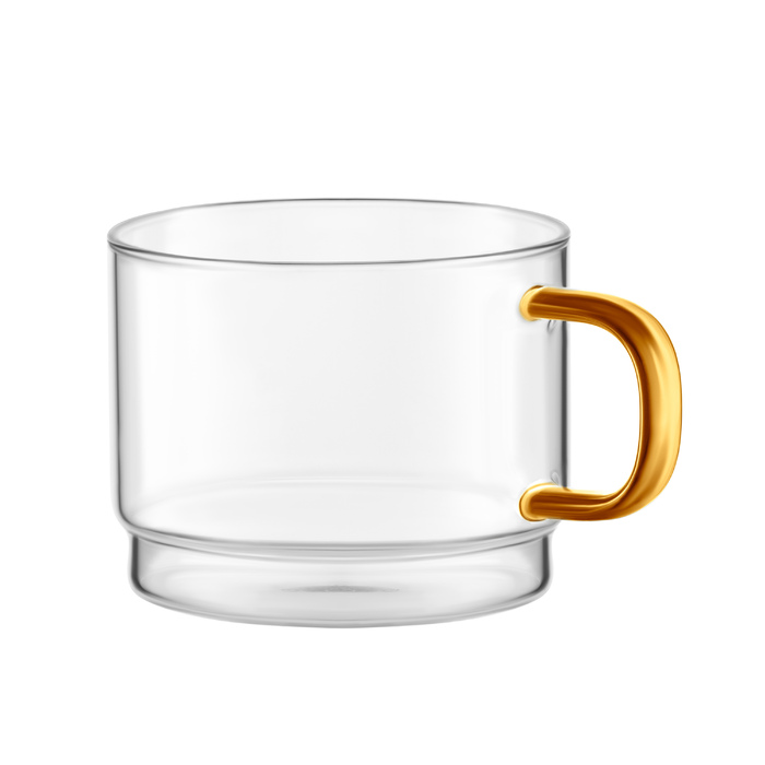 Набір чашок з підставкою Ardesto 350мл, 4шт, боросилікатне скло, прозорий