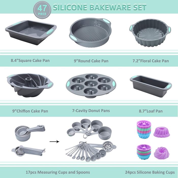 Набір силіконових форм для випічки 47 предметів Tongjude