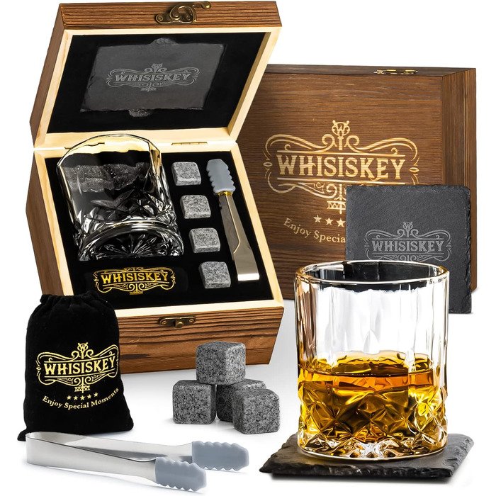 Набір склянок для віскі, аксесуари для віскі та 4 камені для віскі Whisiskey