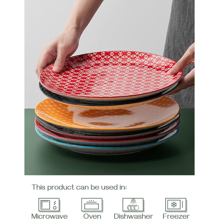 Набір з 6 обідніх тарілок 26,7 см, різнокольорові Dowan