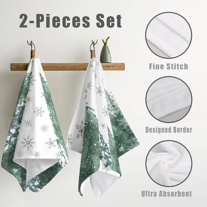 Різдвяні кухонні рушники Kwlegh, рушник для рук, різдвяна ялинка, цукерка-тростина, сніжинка, рушник для пальців, набір з 2 шт. , милий чоловічий банний рушник, високопоглинаючі рушники, 36 x (Різдвяний ліс)
