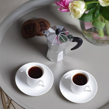 Гейзерна кавоварка Fissman на 2 порції / 120 мл с 2 чашками та 2 блюдцями алюміній (3324)