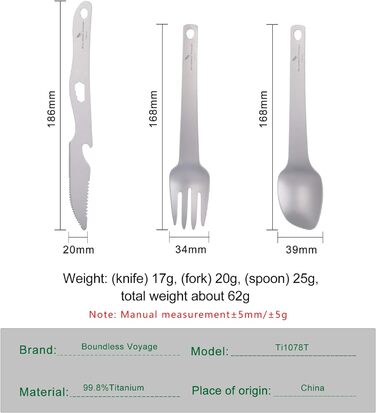 Титанові столові прилади для кемпінгу Boundless Voyage