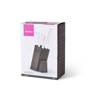 Подставка для кухонных ножей и ножниц Fissman 11x11x26 см Венге (2875)