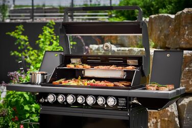 Високоякісна чавунна решітка для м&39яса та дрібних страв на грилі, брендування решітки, тарілку можна використовувати з обох боків, 45 x 24 см, для всіх моделей VIDERO з 2021 модельного року (MAGNUM G4)