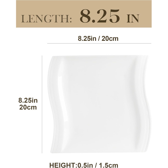 Серія FLORA, набір з 6 порцелянових креманки для каш, миски для рису 450 мл, закусочної миски, десертної миски для салату, супів, рамен, фруктів і т.д. 13,5x13,5x5,4 см (біла, десертна тарілка 6 шт.)