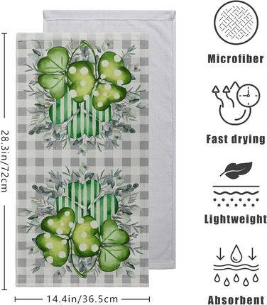 Різдвяні кухонні рушники Kwlegh, рушник для рук, різдвяна ялинка, цукерка-тростина, сніжинка, рушник для пальців, набір з 2 шт. , милий чоловічий банний рушник, високопоглинаючі рушники, 36 x (Щаслива конюшина)