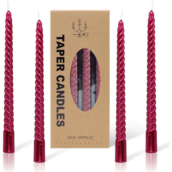 Набір з 4 конічних спіральних свічок 2 х 25,5 см, червоний Alederways