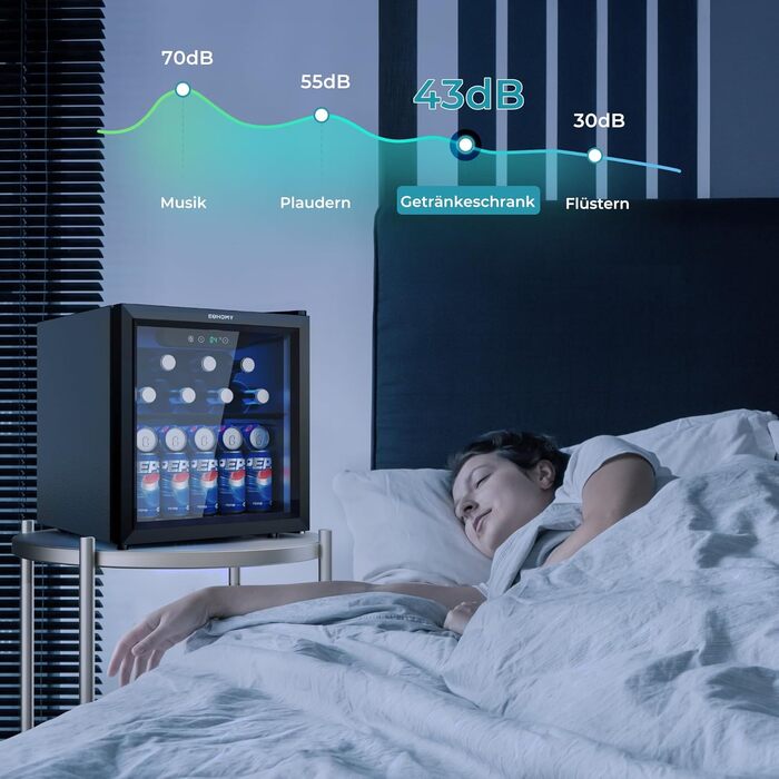 Міні-холодильник зі скляними дверцятами 37 л чорний EUHOMY