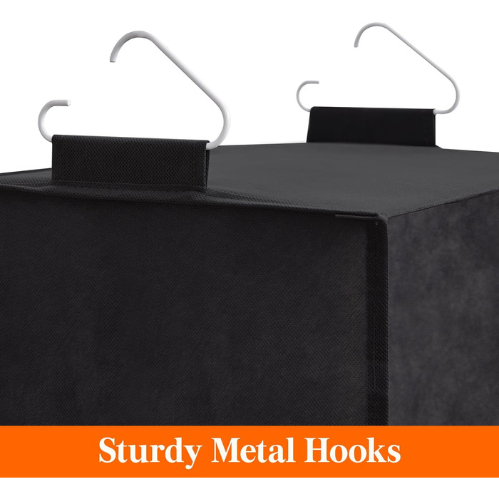 Підвісна полиця Lifewit з 2 предметів, органайзер для шафи, шафа-купе з підвісною системою, тканинне підвісне сховище, органайзер для шафи, складний і компактний з металевими гачками, 5 відділень, (чорний, 5 відділень x 2)