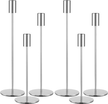 Набір із 6 свічників, канделябри-свічки 33/28/23 см, високі свічники, декоративні вінтажні металеві свічники для святкування днів народження, річниць, весіль, декору дому (чорний) Чорний 6 шт. (срібний 6 шт. )