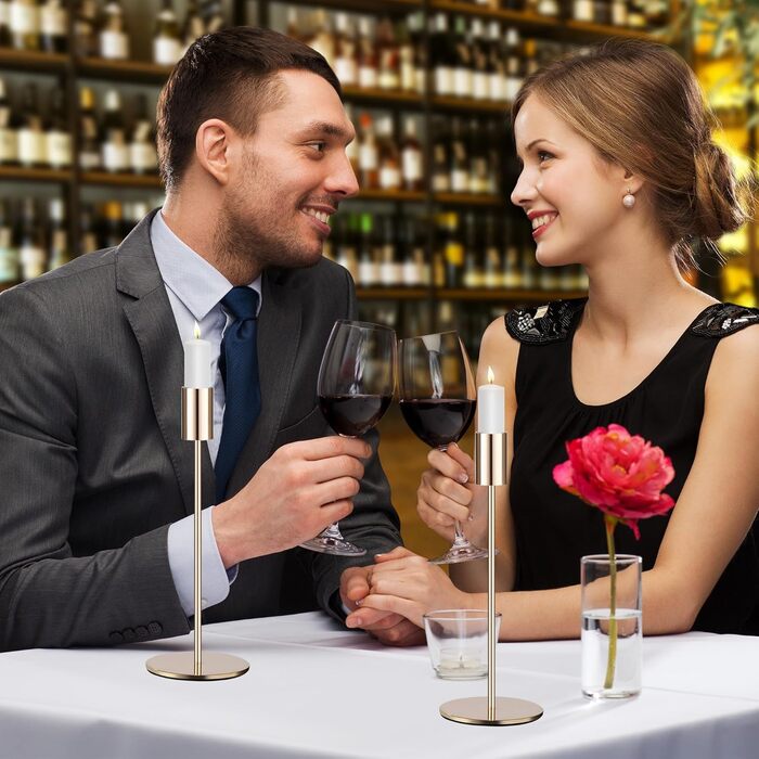 Набір із 6 свічників, канделябри-свічки 33/28/23 см, високі свічники, декоративні вінтажні металеві свічники для святкування днів народження, річниць, весіль, декору дому (чорний) Чорний - 6 шт. (золотий - 9 шт. )