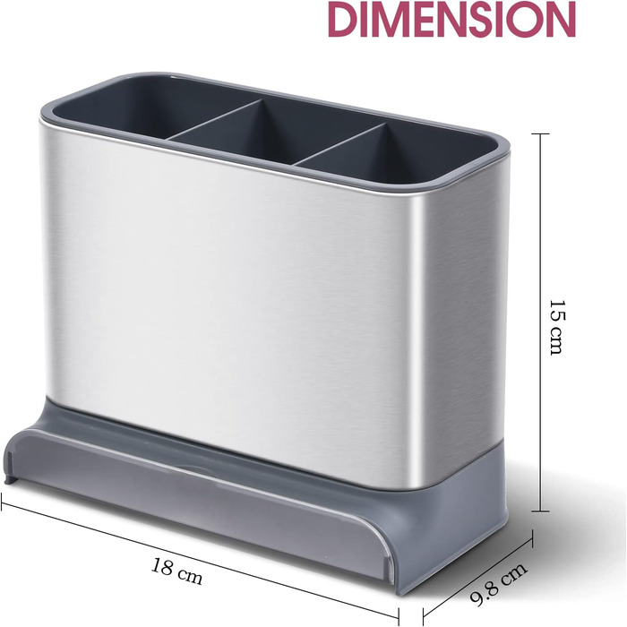 Органайзер для посуду APEXCHASER, дозатор мила з тримачем для губки, органайзер для раковини з нержавіючої сталі, мийка з нержавіючої сталі, кухонний органайзер Піддон для крапель для кухні (без ручки)