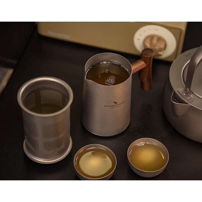 Чайный титановый сервиз 4 чашки iBasingo