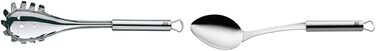 Ложка для спагетти 32 см, нержавеющая сталь Cromargan, частично матовая, идеально подходит в качестве щипцов для пасты и спагетти, можно мыть в посудомоечной машине (комплект с сервировочной ложкой 32 см)