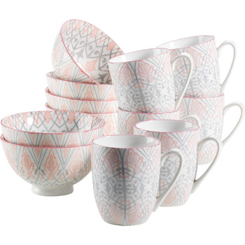 Набір для перекусів Mser, порцеляновий NANTES, рожевий / сірий (набір для сніданку)