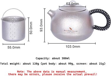 Титановий чайник з заваркою для розсипного чаю 380 мл. iBasingo