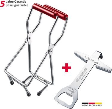 Набір Westmark, 2 шт. 1 відкривач гвинтової кришки 1 підйомник скла, високоякісний пластик/сталь, Vacumex, сріблястий/червоний, 105322E6 Установчий гвинтовий відкривач кришки підйомник скла