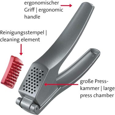 Прес для часнику Westmark - Premium Graphite Edition - з очисним елементом - не потребує очищення - для часнику, імбиру та інших - менше зусиль Josie Graphite-edition