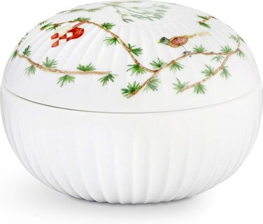Емкость для сладостей 12 см с крышкой, белая с акварельной росписью Christmas Hammershøi Kähler