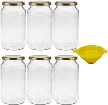 Банка 1 л с завинчивающейся крышкой серебристая, (золото), 6 шт mikken